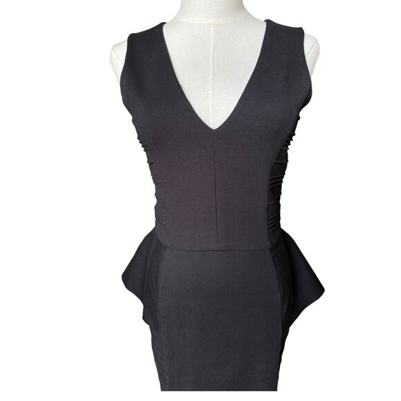 Parker Peplum Bodycon Black ribbed sides Sleeveless Dress size XS - Picture 4 of 15
